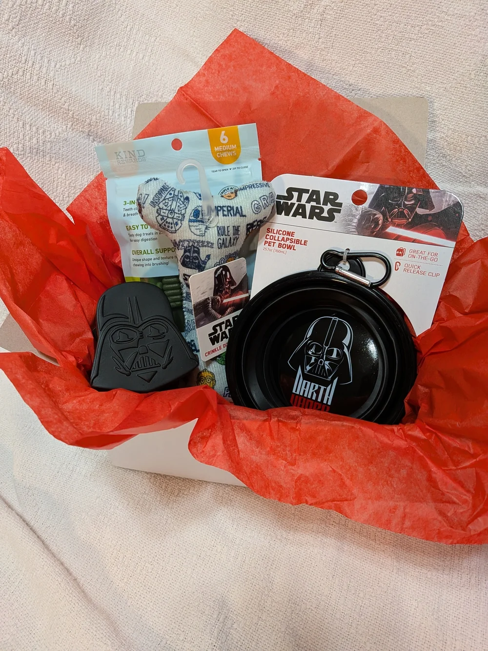 Star Wars Black Darth Vader Silicone Collapsible Pet Bowl with Red Accent